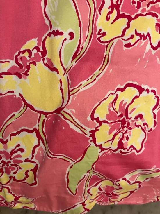 Lilly Pulitzer Pink Floral Mini Skirt with Yellow Accents Cute Scalloped Bottom! - Picture 7 of 9